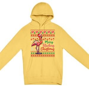 Merry Flocking Christmas Costume Hawaiian Santa Flamingo Gift Premium Pullover Hoodie