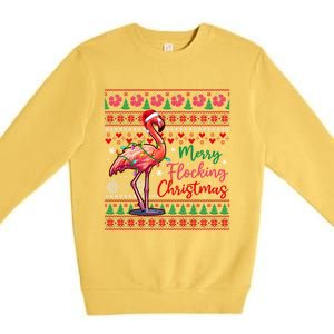 Merry Flocking Christmas Costume Hawaiian Santa Flamingo Gift Premium Crewneck Sweatshirt