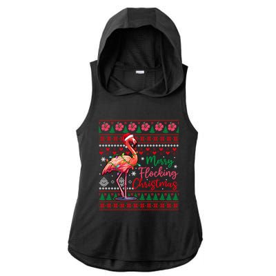 Merry Flocking Christmas Costume Hawaiian Santa Flamingo Gift Ladies PosiCharge Tri-Blend Wicking Draft Hoodie Tank