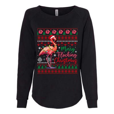 Merry Flocking Christmas Costume Hawaiian Santa Flamingo Gift Womens California Wash Sweatshirt