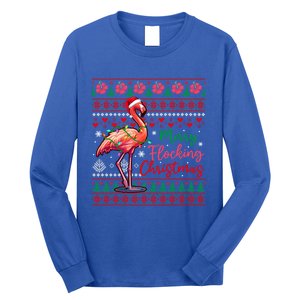 Merry Flocking Christmas Costume Hawaiian Santa Flamingo Gift Long Sleeve Shirt