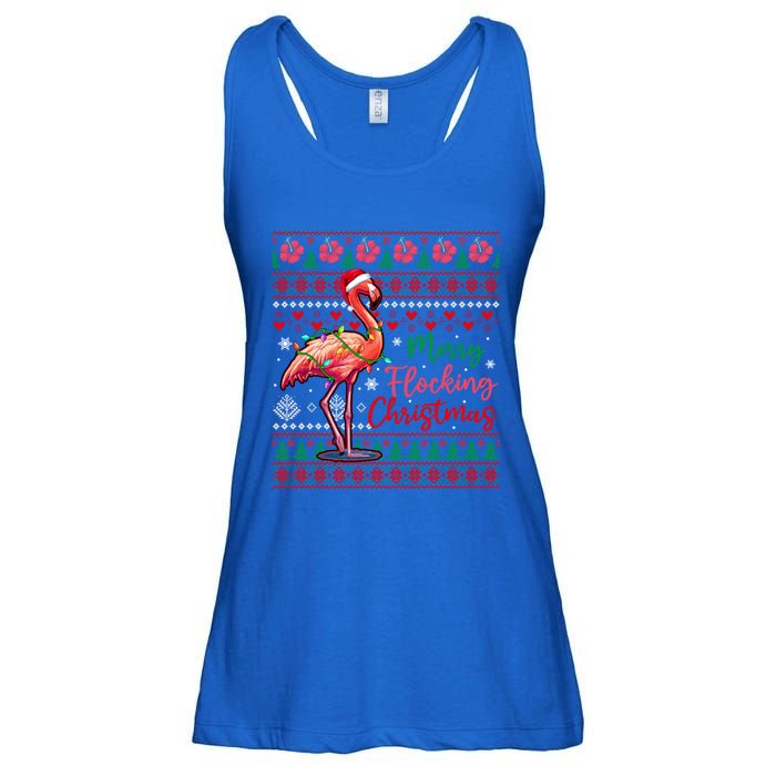 Merry Flocking Christmas Costume Hawaiian Santa Flamingo Gift Ladies Essential Flowy Tank