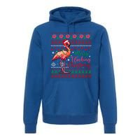 Merry Flocking Christmas Costume Hawaiian Santa Flamingo Gift Premium Hoodie