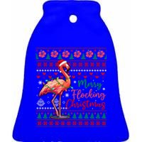 Merry Flocking Christmas Costume Hawaiian Santa Flamingo Gift Ceramic Bell Ornament