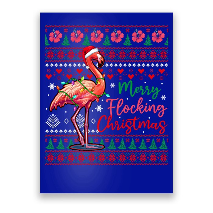 Merry Flocking Christmas Costume Hawaiian Santa Flamingo Gift Poster