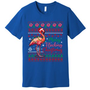 Merry Flocking Christmas Costume Hawaiian Santa Flamingo Gift Premium T-Shirt