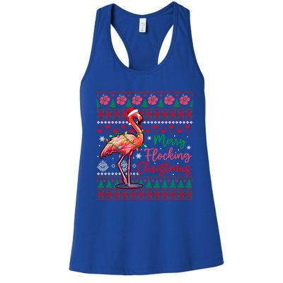 Merry Flocking Christmas Costume Hawaiian Santa Flamingo Gift Women's Racerback Tank