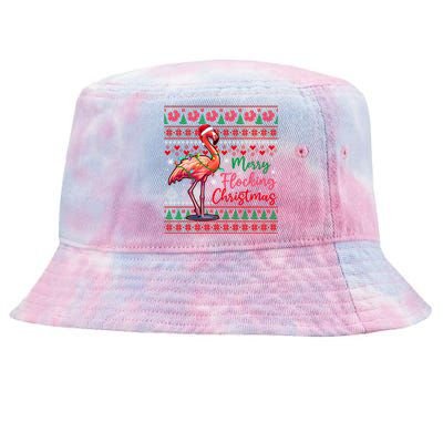 Merry Flocking Christmas Costume Hawaiian Santa Flamingo Gift Tie-Dyed Bucket Hat