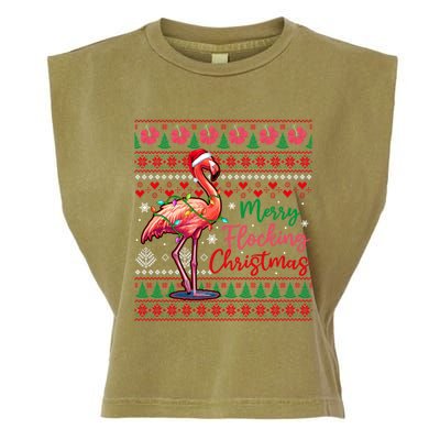 Merry Flocking Christmas Costume Hawaiian Santa Flamingo Gift Garment-Dyed Women's Muscle Tee