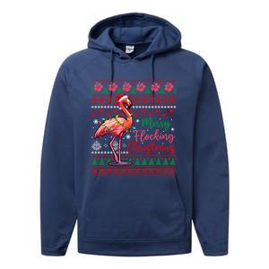 Merry Flocking Christmas Costume Hawaiian Santa Flamingo Gift Performance Fleece Hoodie