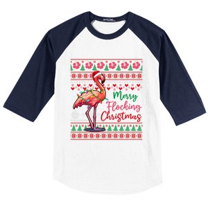 Merry Flocking Christmas Costume Hawaiian Santa Flamingo Gift Baseball Sleeve Shirt