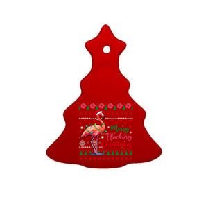 Merry Flocking Christmas Costume Hawaiian Santa Flamingo Gift Ceramic Tree Ornament