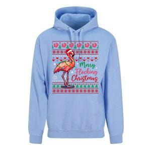 Merry Flocking Christmas Costume Hawaiian Santa Flamingo Gift Unisex Surf Hoodie