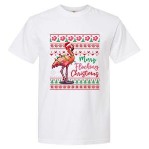 Merry Flocking Christmas Costume Hawaiian Santa Flamingo Gift Garment-Dyed Heavyweight T-Shirt