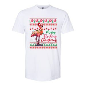 Merry Flocking Christmas Costume Hawaiian Santa Flamingo Gift Softstyle CVC T-Shirt