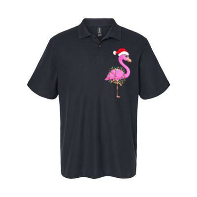 Merry Flocking Christmas Flamingo Pink Santa Hat Xmas Lights Softstyle Adult Sport Polo