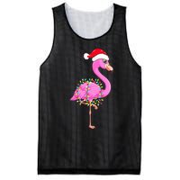 Merry Flocking Christmas Flamingo Pink Santa Hat Xmas Lights Mesh Reversible Basketball Jersey Tank