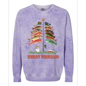 Merry Fishmas Christmas Fish Tree Gift Colorblast Crewneck Sweatshirt