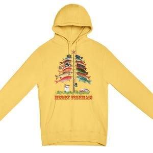 Merry Fishmas Christmas Fish Tree Gift Premium Pullover Hoodie