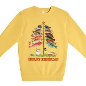 Merry Fishmas Christmas Fish Tree Gift Premium Crewneck Sweatshirt