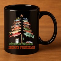Merry Fishmas Christmas Fish Tree Gift 11oz C Handle Ceramic Mug