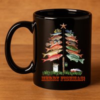 Merry Fishmas Christmas Fish Tree Gift 11oz C Handle Ceramic Mug