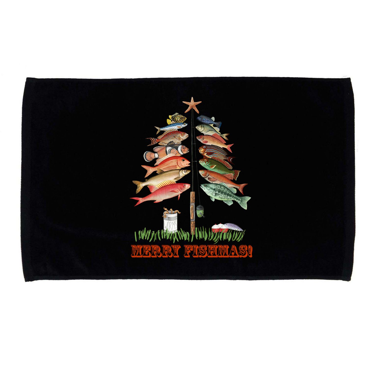 Merry Fishmas Christmas Fish Tree Gift Microfiber Hand Towel