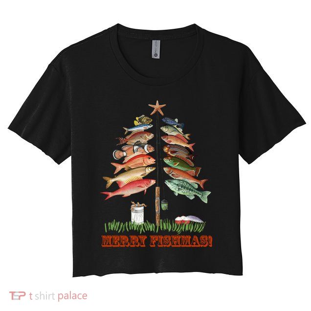 Merry Fishmas Christmas Fish Tree Gift Crop Top