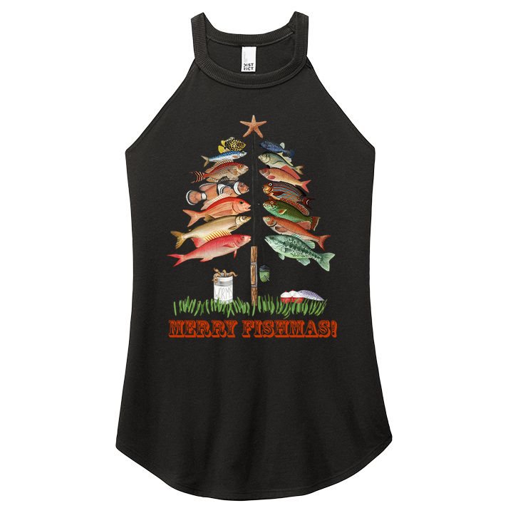 Merry Fishmas Christmas Fish Tree Gift Women's Perfect Tri Rocker Tank
