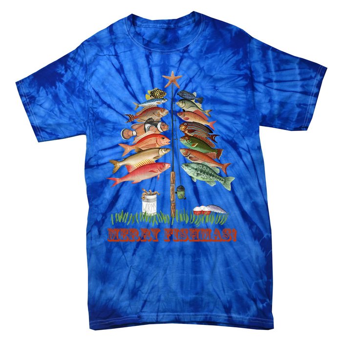 Merry Fishmas Christmas Fish Tree Gift Tie-Dye T-Shirt