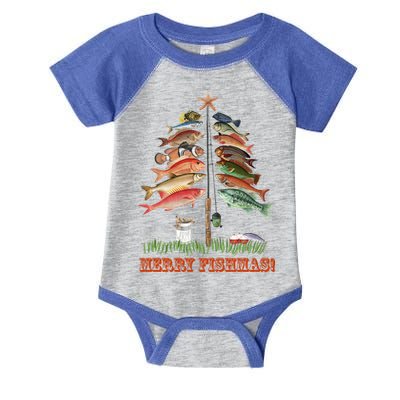Merry Fishmas Christmas Fish Tree Gift Infant Baby Jersey Bodysuit