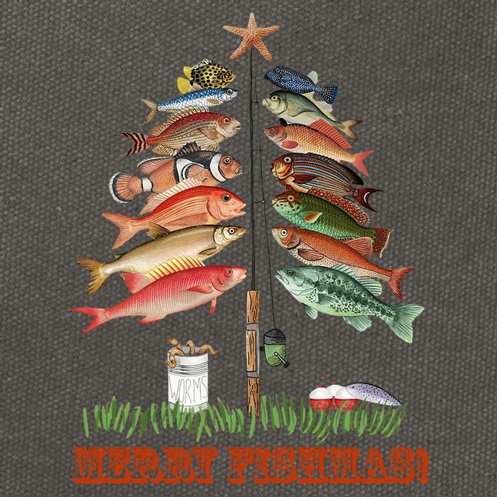 Merry Fishmas Christmas Fish Tree Gift Cotton Canvas Backpack
