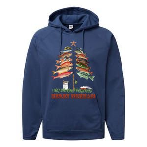 Merry Fishmas Christmas Fish Tree Gift Performance Fleece Hoodie