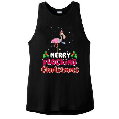 Merry Flocking Christmas Funny Gift Cute Flamingo Christmas Cool Gift Ladies PosiCharge Tri-Blend Wicking Tank