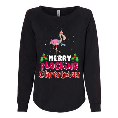 Merry Flocking Christmas Funny Gift Cute Flamingo Christmas Cool Gift Womens California Wash Sweatshirt