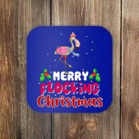 Merry Flocking Christmas Funny Gift Cute Flamingo Christmas Cool Gift Coaster