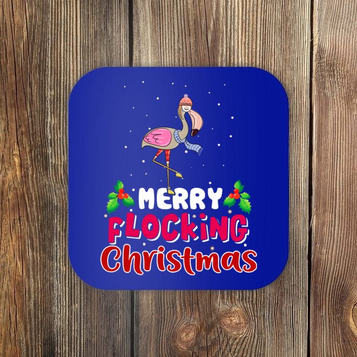 Merry Flocking Christmas Funny Gift Cute Flamingo Christmas Cool Gift Coaster