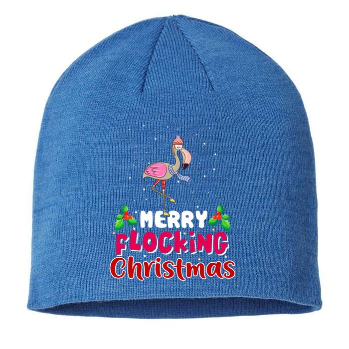 Merry Flocking Christmas Funny Gift Cute Flamingo Christmas Cool Gift Sustainable Beanie