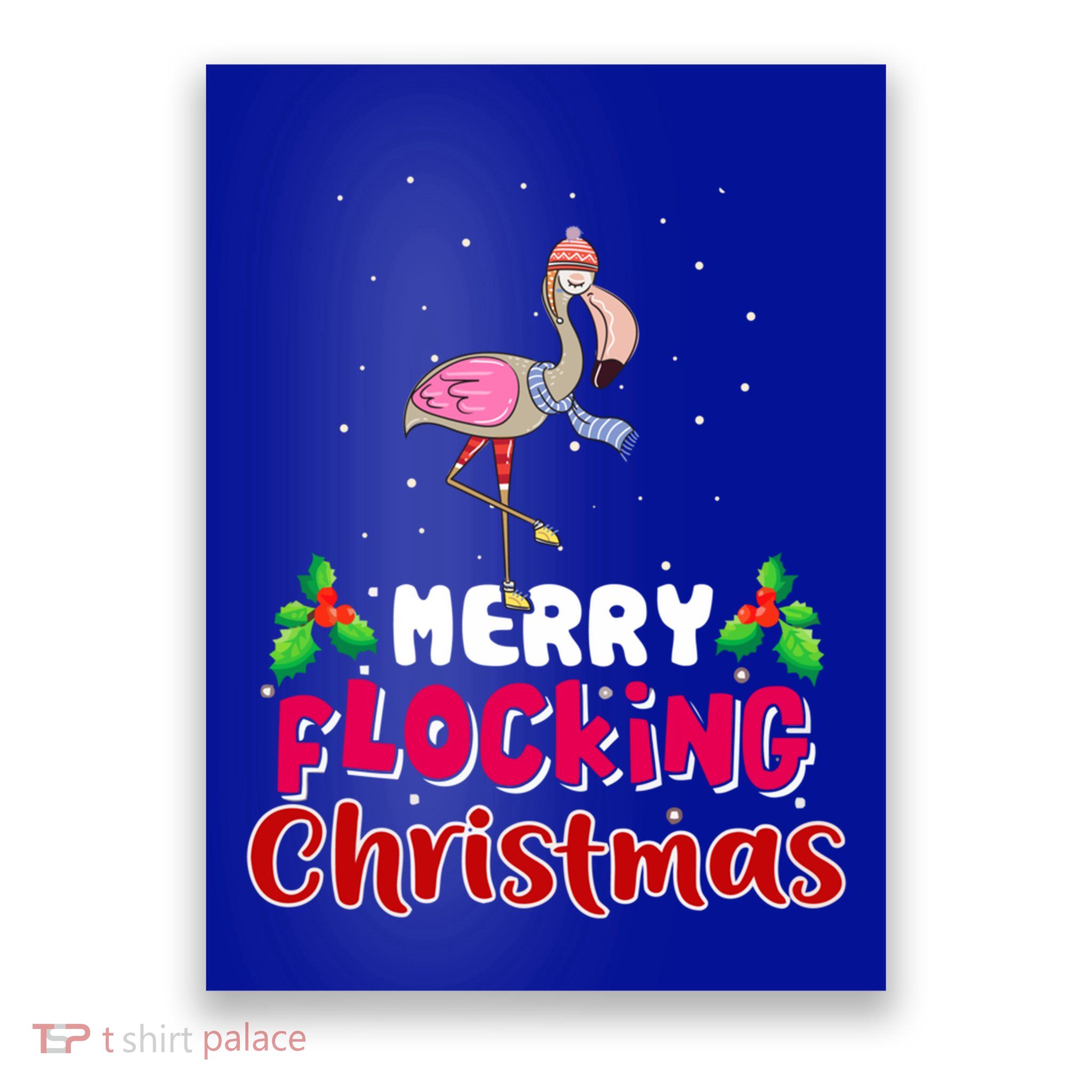Merry Flocking Christmas Funny Gift Cute Flamingo Christmas Cool Gift Poster