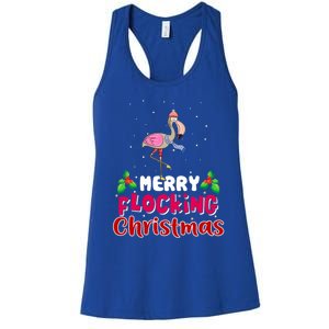 Merry Flocking Christmas Funny Gift Cute Flamingo Christmas Cool Gift Women's Racerback Tank