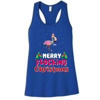 Merry Flocking Christmas Funny Gift Cute Flamingo Christmas Cool Gift Women's Racerback Tank