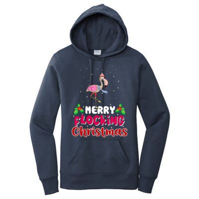 Merry Flocking Christmas Funny Gift Cute Flamingo Christmas Cool Gift Women's Pullover Hoodie