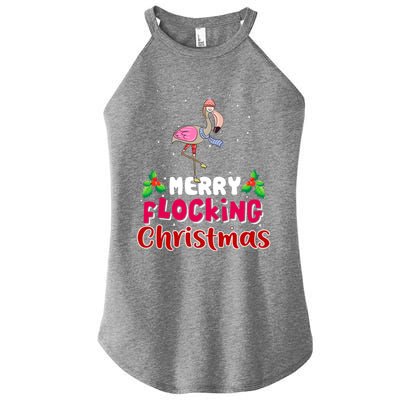 Merry Flocking Christmas Funny Gift Cute Flamingo Christmas Cool Gift Women's Perfect Tri Rocker Tank