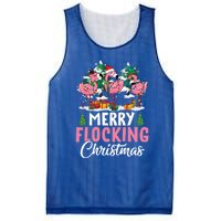 Merry Flocking Christmas Flamingo Pink In Santa Hat Gift Fun Gift Mesh Reversible Basketball Jersey Tank