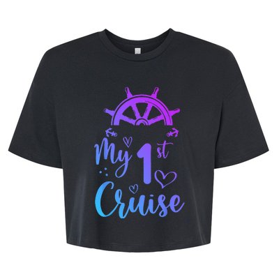 My First Cruise Men Women And Funny Cruise Bella+Canvas Jersey Crop Tee