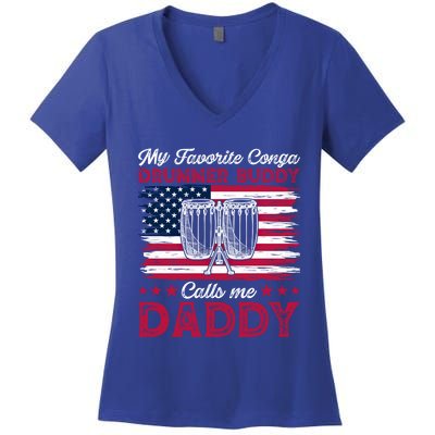 My Favorite Conga Drummer Buddy Calls Me Daddy Gift Women's V-Neck T-Shirt