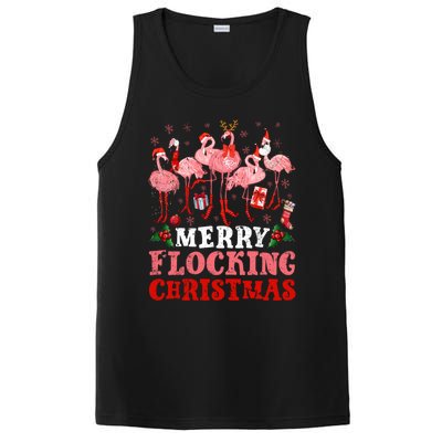 Merry Flocking Christmas Flamingo Pink In Santa Hat Holiday Gift PosiCharge Competitor Tank