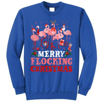 Merry Flocking Christmas Flamingo Pink In Santa Hat Holiday Gift Sweatshirt