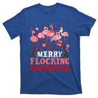 Merry Flocking Christmas Flamingo Pink In Santa Hat Holiday Gift T-Shirt