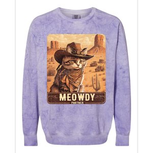 Meowdy! Funny Country Music Cat Cowboy Hat Poster Colorblast Crewneck Sweatshirt